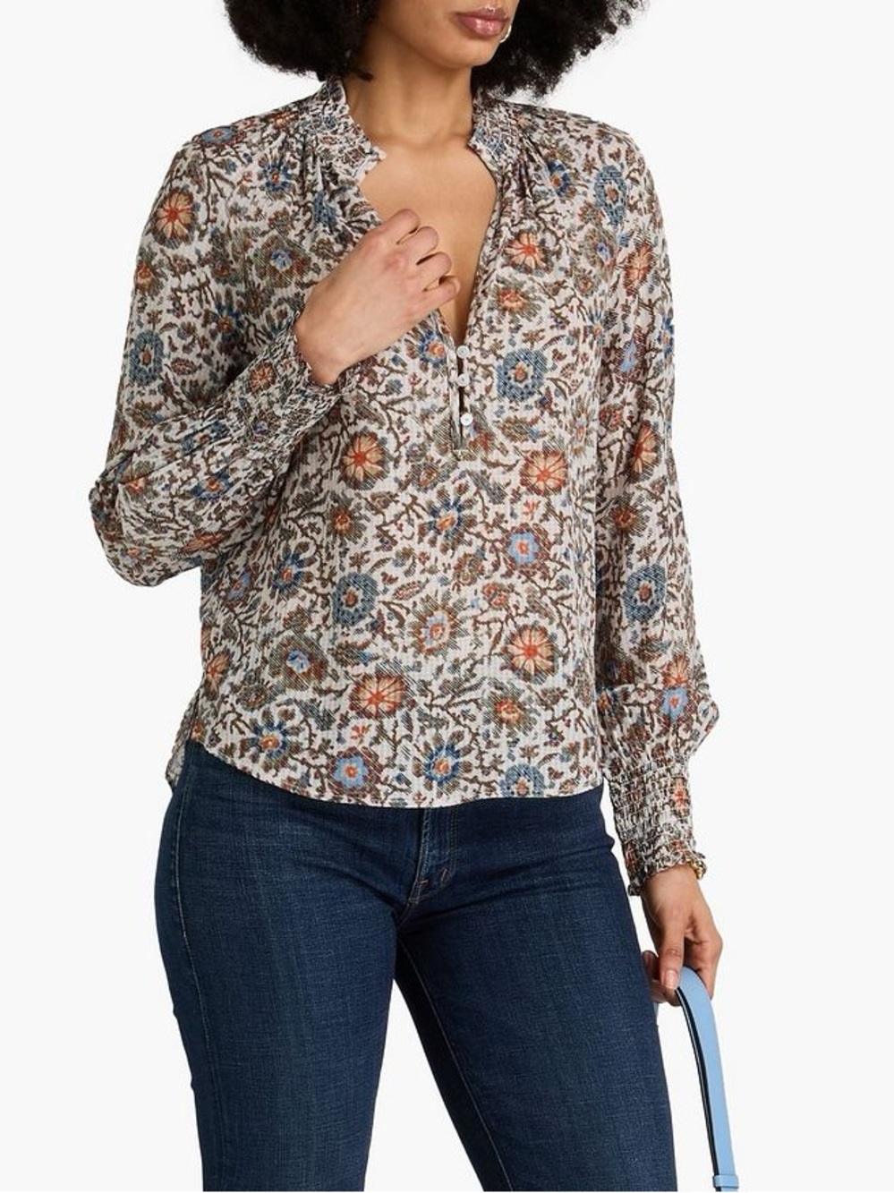 Veronica Beard Alexandria floral-print seersucker blouse - Size 2